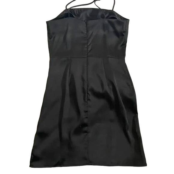 Topshop Satin Body Con Spaghetti Strap Mini Dress US 4 Black NWT - Picture 4 of 7